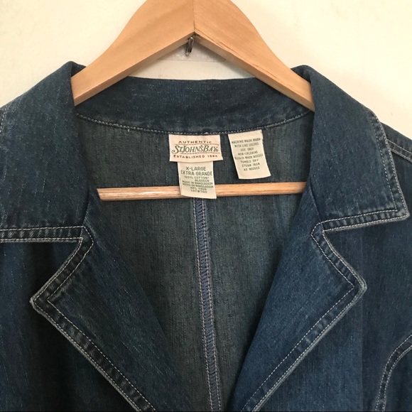 St. John’s Bay Denim Blue Button Collar Jacket XL - Picture 4 of 8